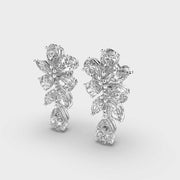 Oval And Marquise Cluster Diamond Drop Earrings