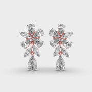 Oval And Marquise Cluster Diamond Drop Earrings