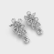 Oval And Marquise Cluster Diamond Drop Earrings
