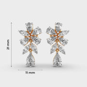 Oval And Marquise Cluster Diamond Drop Earrings