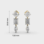 Straight Mixed Cut Linear Diamond Earrings