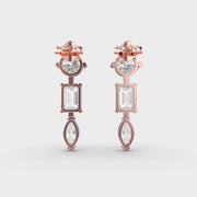 Straight Mixed Cut Linear Diamond Earrings