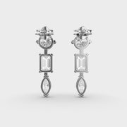 Straight Mixed Cut Linear Diamond Earrings