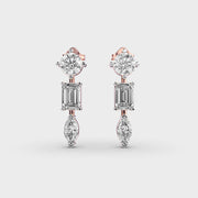 Straight Mixed Cut Linear Diamond Earrings