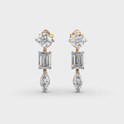 Straight Mixed Cut Linear Diamond Earrings