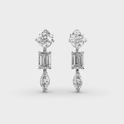Straight Mixed Cut Linear Diamond Earrings