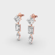 Straight Mixed Cut Linear Diamond Earrings