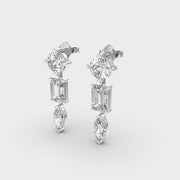Straight Mixed Cut Linear Diamond Earrings