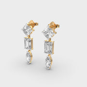 Straight Mixed Cut Linear Diamond Earrings