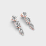 Straight Mixed Cut Linear Diamond Earrings