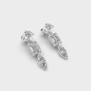 Straight Mixed Cut Linear Diamond Earrings