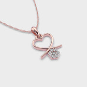 Twisting Heart Floral Diamond Pendant