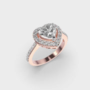 Queen Heart Shaped Diamond Solitaire Halo Ring