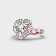 Queen Heart Shaped Diamond Solitaire Halo Ring