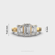 Triad Emerald Diamond Solitaire Ring