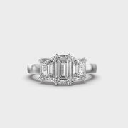 Triad Emerald Diamond Solitaire Ring