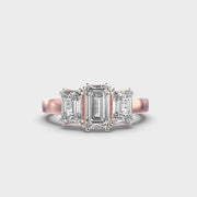 Triad Emerald Diamond Solitaire Ring