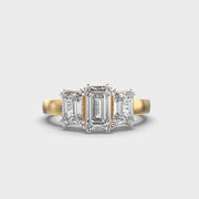 Triad Emerald Diamond Solitaire Ring