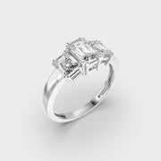 Triad Emerald Diamond Solitaire Ring