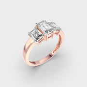 Triad Emerald Diamond Solitaire Ring