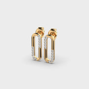 Link Shaped Encrusted Diamond Earrings