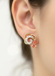 Pink Dangler Floral Studs