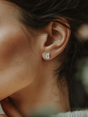 Seraphic 0.5ct Emerald Solitaire Lab Diamond Earrings